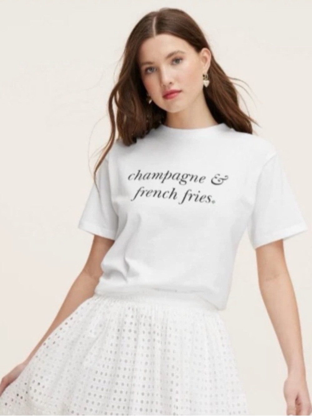 kate spade White Graphic Tee with Script Slogan
